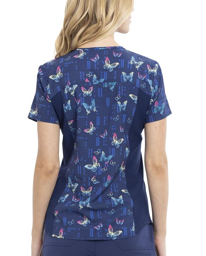 Cherokee Print V-Neck Scrub Top - Womens