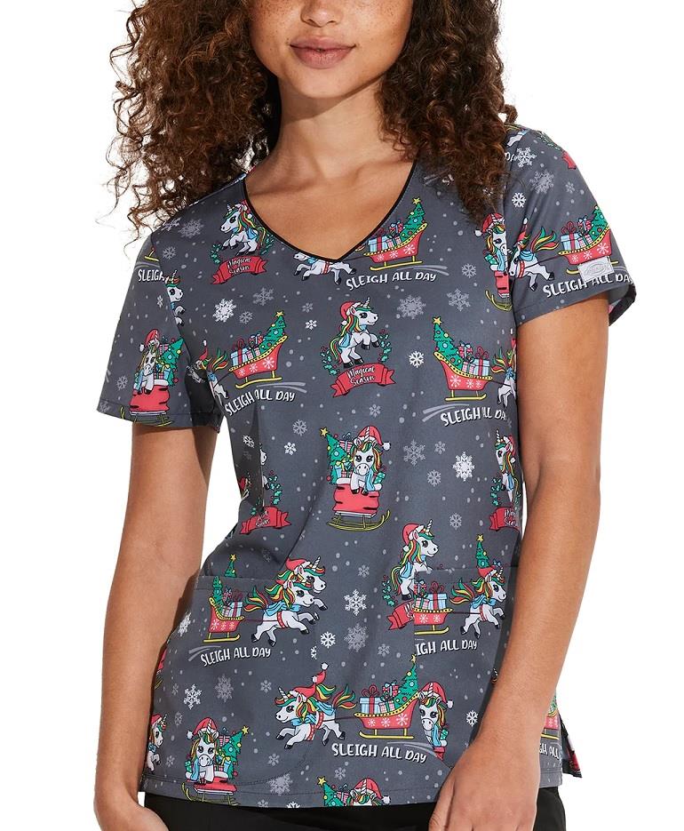 Dickies V-Neck Print Top - Womens