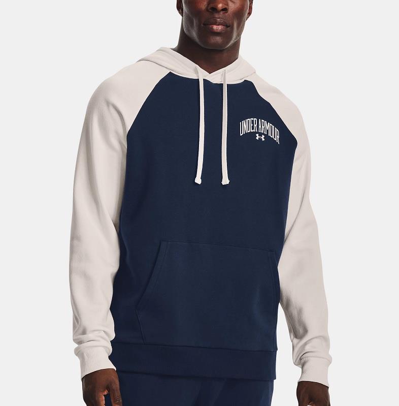 UA Rival Fleece Wordmark Colorblock Hoodie - Mens