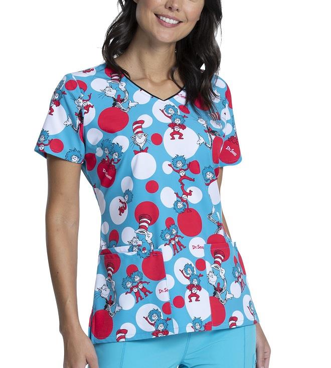 Cherokee Tooniforms V-Neck Top - Womens