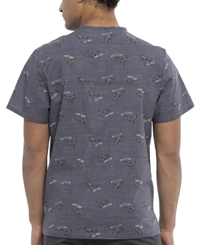 Cherokee V-Neck Print Scrub Top - Mens