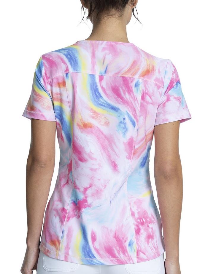 Cherokee Tooniforms V-Neck Top Printed - Womens