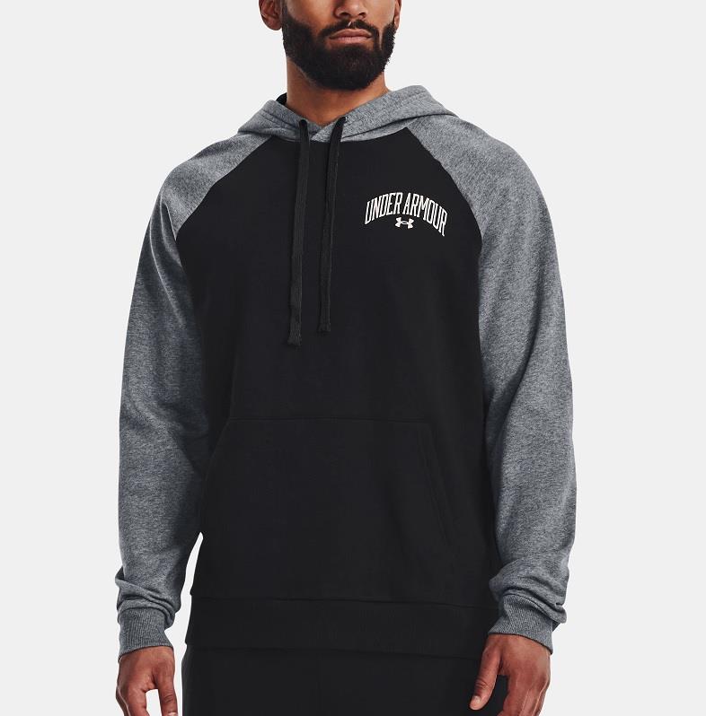 UA Rival Fleece Wordmark Colorblock Hoodie - Mens