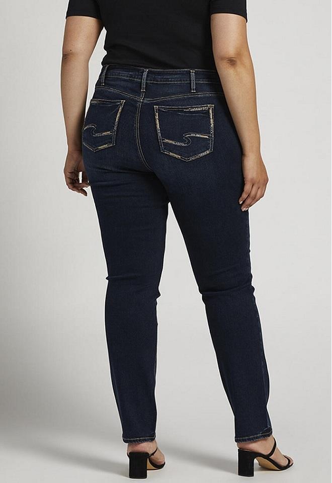 Silver Elyse Mid Rise Straight Leg Jeans Plus Size - Womens