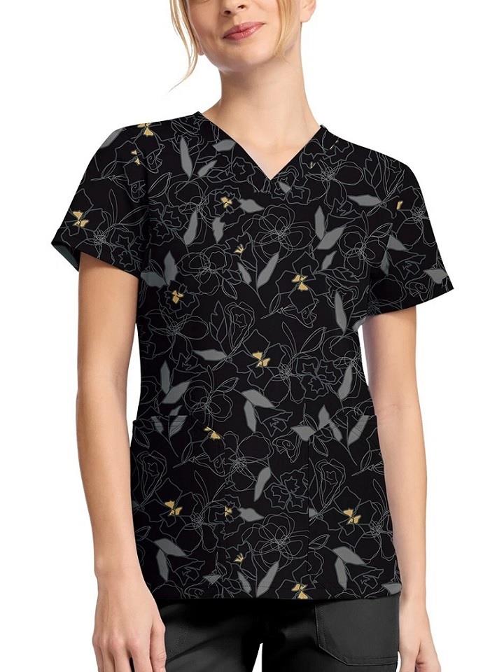 Dickies Print V Neck Scrub Top