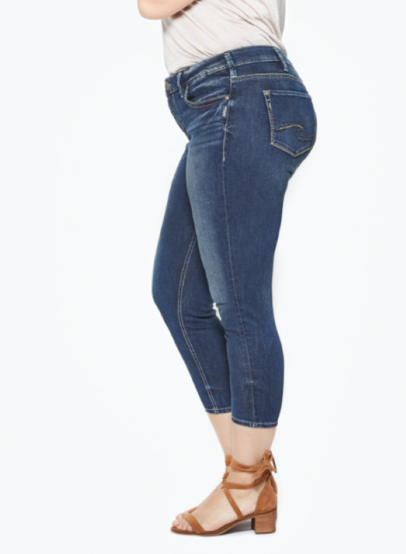SUKI PLUS SIZE SKINNY CROP DARK WASH