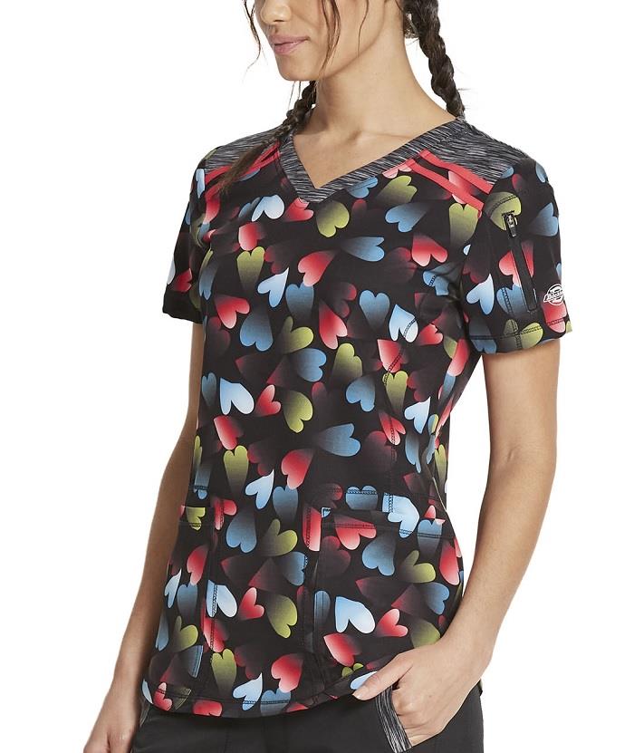 Dickies V-Neck Print Scrub Top- Womens
