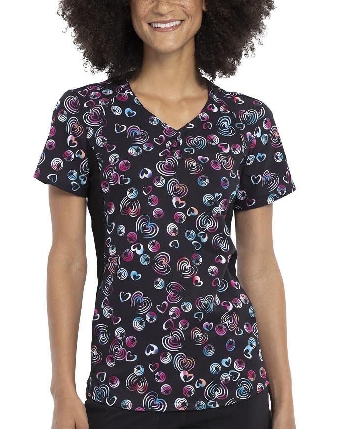 Cherokee Print V-Neck Scrub Top - Womens