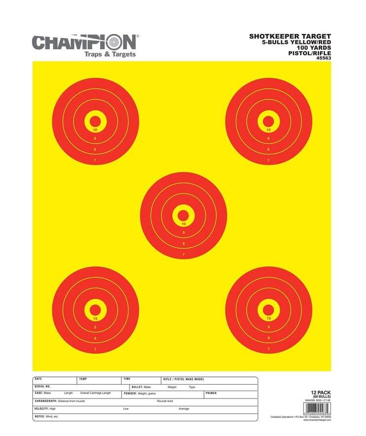 Shot Keeper 5 Bull 100yd Rifle/Pistol Yellow/Red