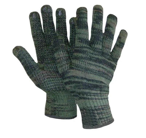 Jackfield Camo Knit Gloves w/ PVC Dots - Mens