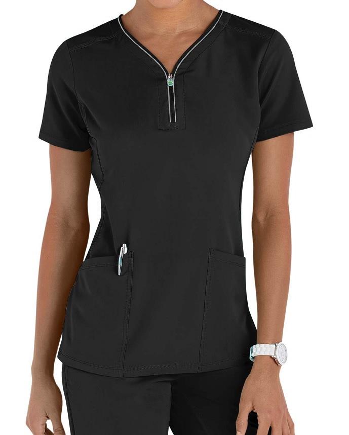 Healing Hands Sonia Zipper Neckline Top - Womens