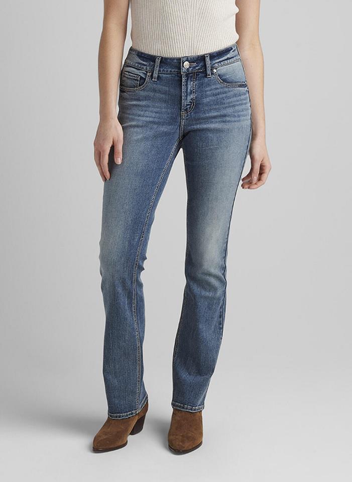 Silver Elyse Mid Rise Slim Bootcut Jeans - Womens