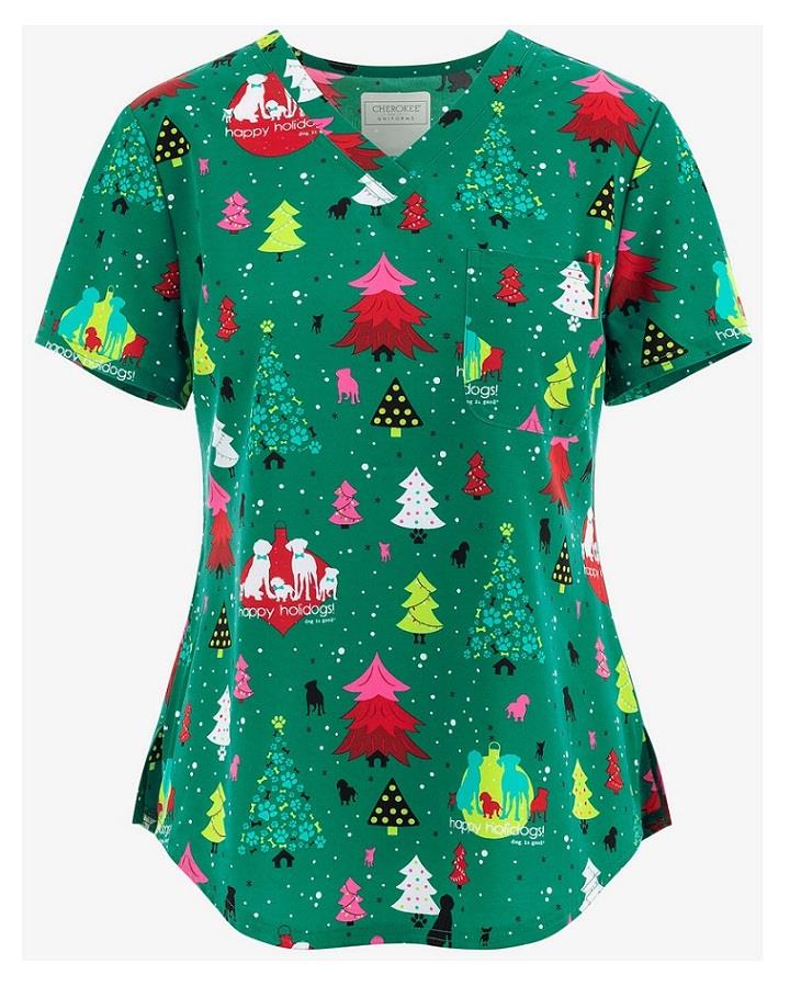 Cherokee V-Neck Tuckable Print Top - Womens