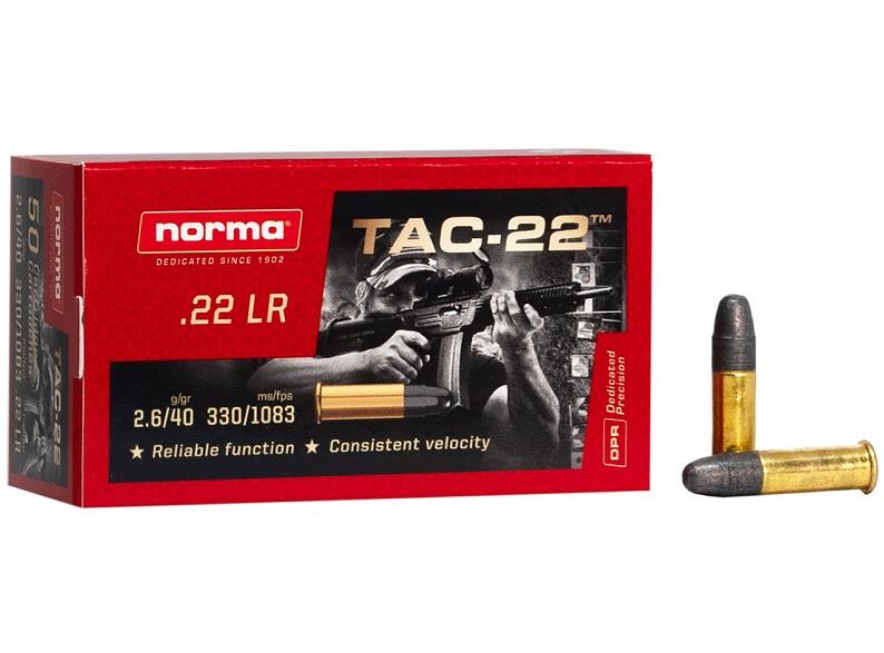 Norma TAC-22 Ammunition: 22 LR, 40GR - 50 Count