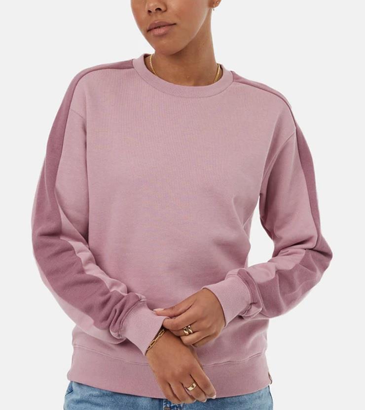 Ten Tree Blocked Sleeve Stripe Crew - Womens