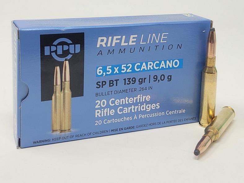 PPU 6.5x52mm Carcano, 139 GR. SP BT - 20Rds