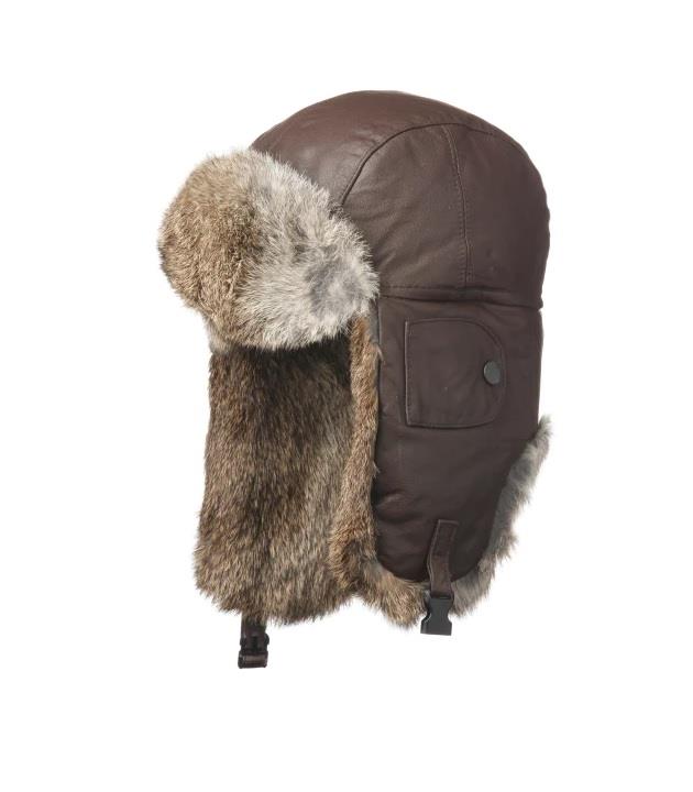 Leather Cowhide Aviator with Rabbit Trim