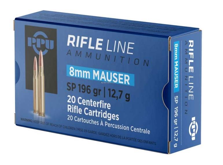 PPU PP8S Ammo 8mm Mauser SP 196gr – 20rds