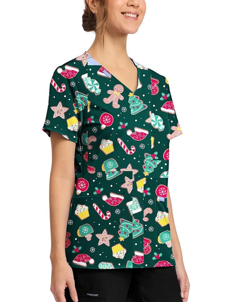 Cherokee Print V-Neck Top - Waiting for Santa