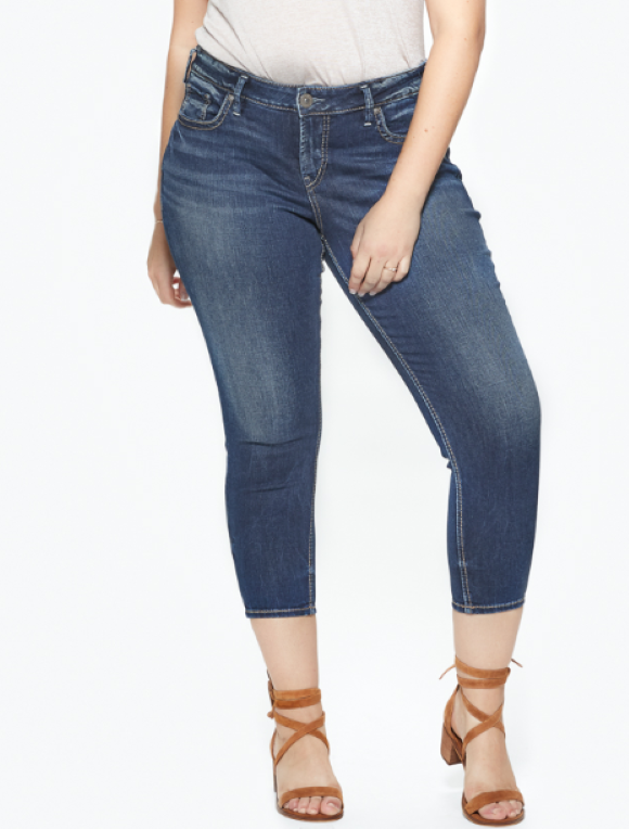 SUKI PLUS SIZE SKINNY CROP DARK WASH