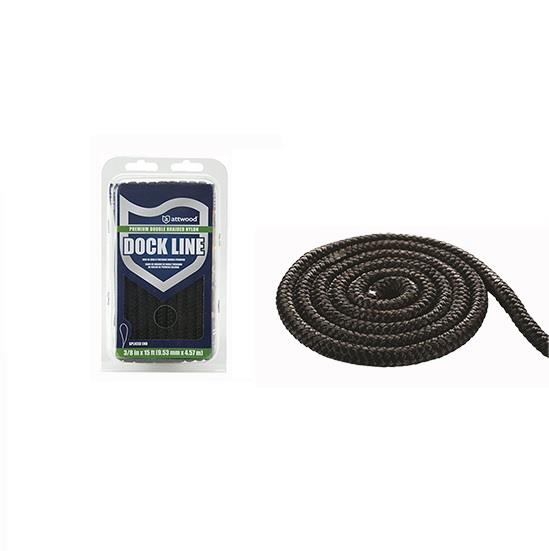 3/8"X 15' DBN Pre-Spliced Dock Line (Black)