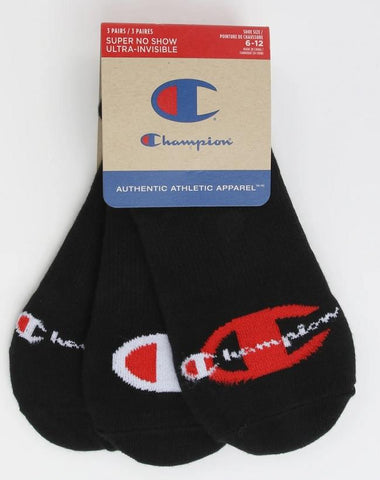 Champion Multi Logo Super No-Show Socks 3 Pairs - Mens