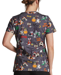 Dickies Halloween Print V-Neck Scrub Top - Womens