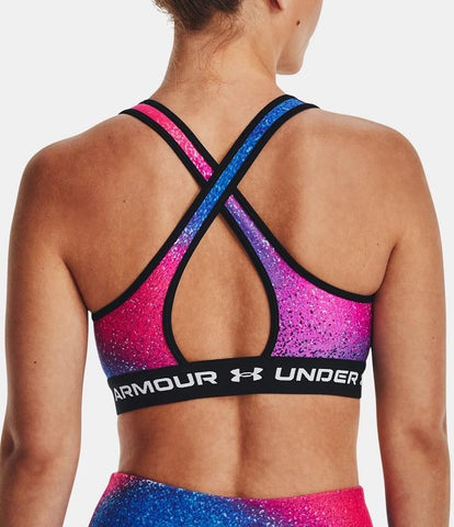 UA Mid Crossback Printed Sports Bra - Womens