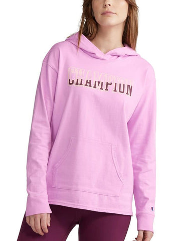 Champion Jersey Hoodie, Block Logo - Womens