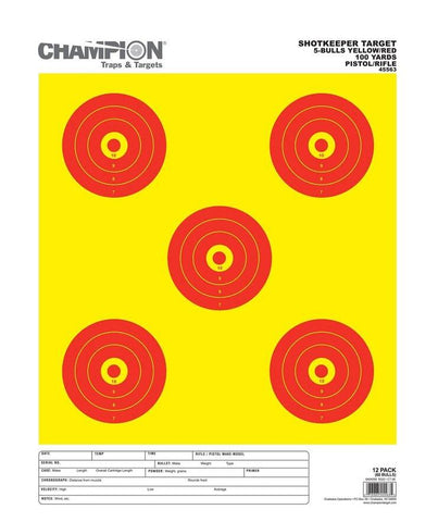 Shot Keeper 5 Bull 100yd Rifle/Pistol Yellow/Red