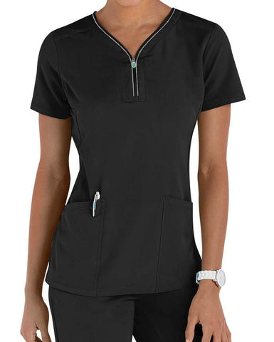 Healing Hands Sonia Zipper Neckline Top - Womens