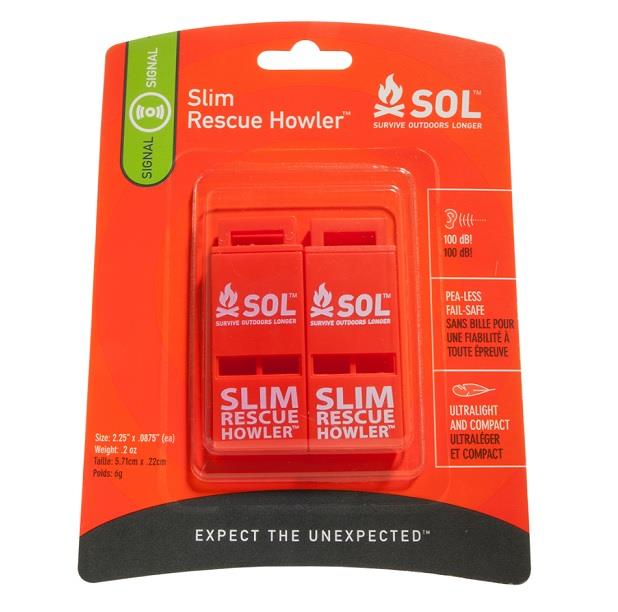 SOL Slim Rescue Howler Whistle - 2 Pack