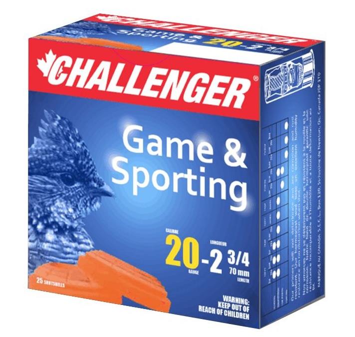 Challenger 20GA Game & Sporting,2-3/4",7/8oz,1330FPS,#4: Box of 25