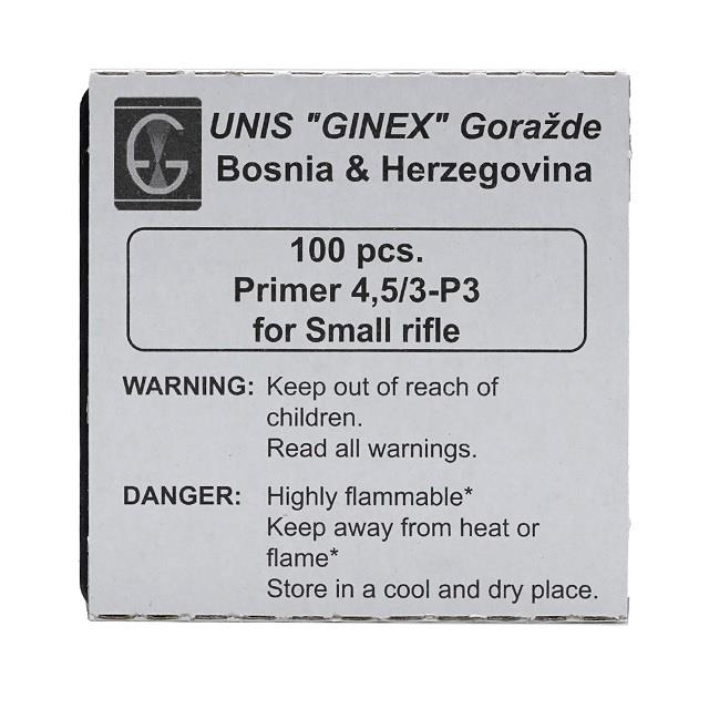 Ginex Small Rifle Primers, Tray of 100