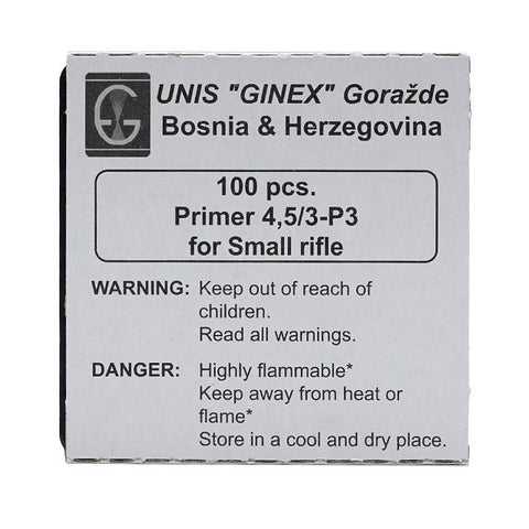 Ginex Small Rifle Primers, Tray of 100