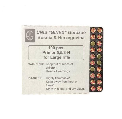 Ginex Large Rifle Primers, Tray of 100