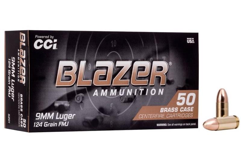 Blazer Brass, 9mm Luger, 124 Grain FMJ - 50 Qty