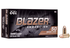 Blazer Brass, 9mm Luger, 124 Grain FMJ - 50 Qty