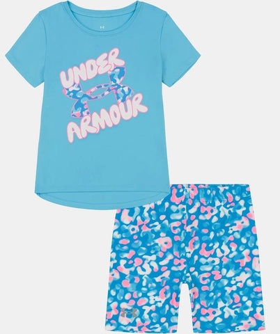 UA Bubble Logo Bike Shorts Set (2t-4t)- Girls