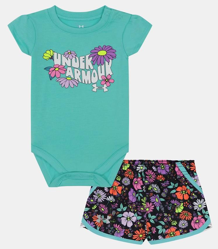 UA Floral Logo Shorts Set (0/3M-9/12M)