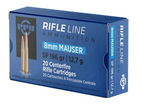 PPU PP8S Ammo 8mm Mauser SP 196gr – 20rds