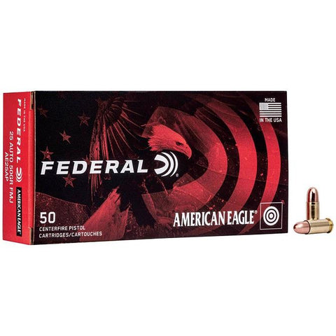 Federal 25 Auto, 50GR, FMJ, 760 fps - 50 Count