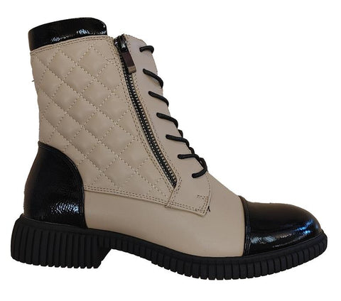 NYC Two Toned Double Zipped Boots - Womens