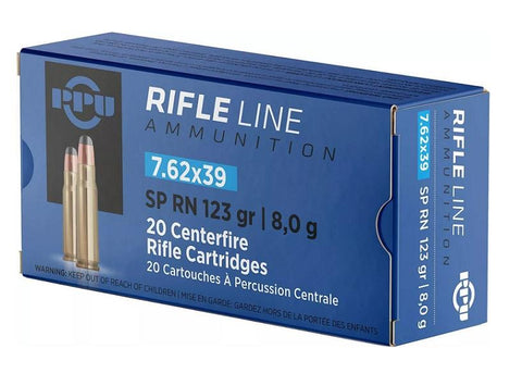 PPU PP739S Ammo 7.62x39 SP 123gr, 20 Rnd