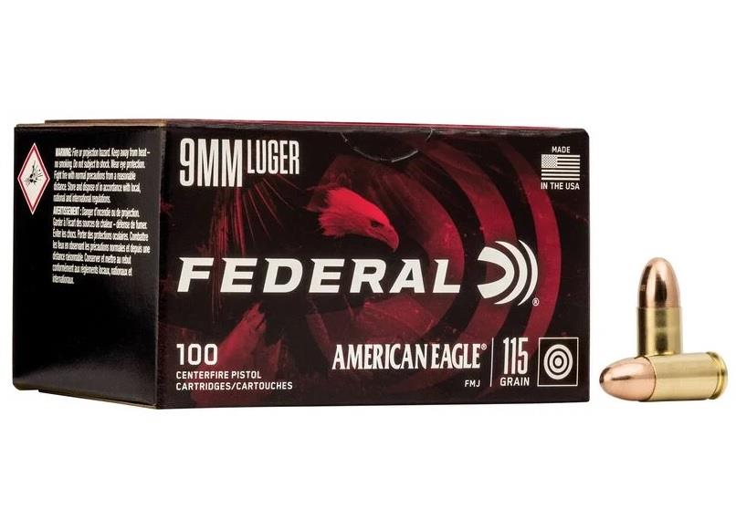 American Eagle, 9mm Luger, 115 Gr., FMJ, 1180 fps - 100Rds