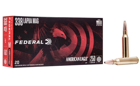 American Eagle 338 Lapua Mag 250 Gr Soft Point - 20 Per Box