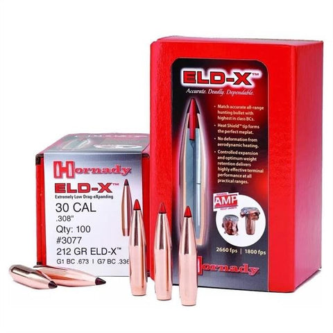 Hornady Bullets 30 Cal. 308 212GR ELD-X - 100 QTY