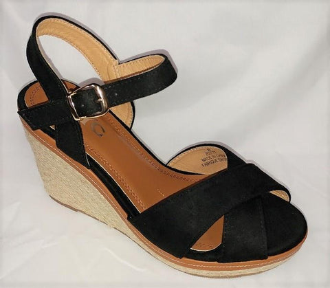 NYC High Wedge Crossed Strap Sandals