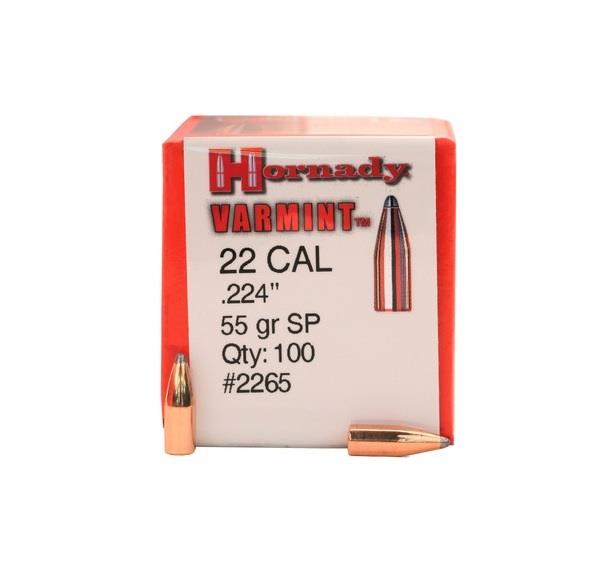Hornady Bullets 22 Cal .224" 55GR SP - 100 Qty