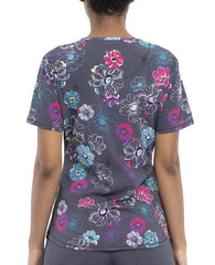 Cherokee Round Neck Top In Poppin' Floral - Womens